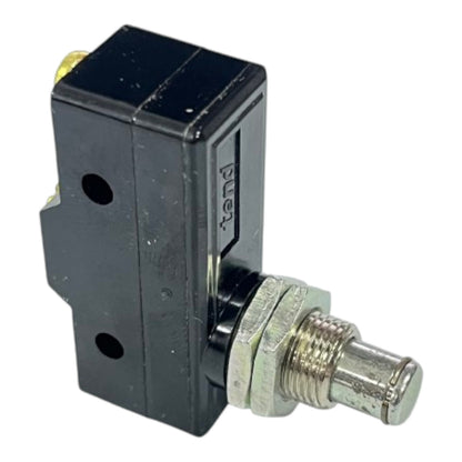 A black plastic and metal solenoid valve or switch component with a threaded silver connector and a small brass terminal, shown on a plain white background.