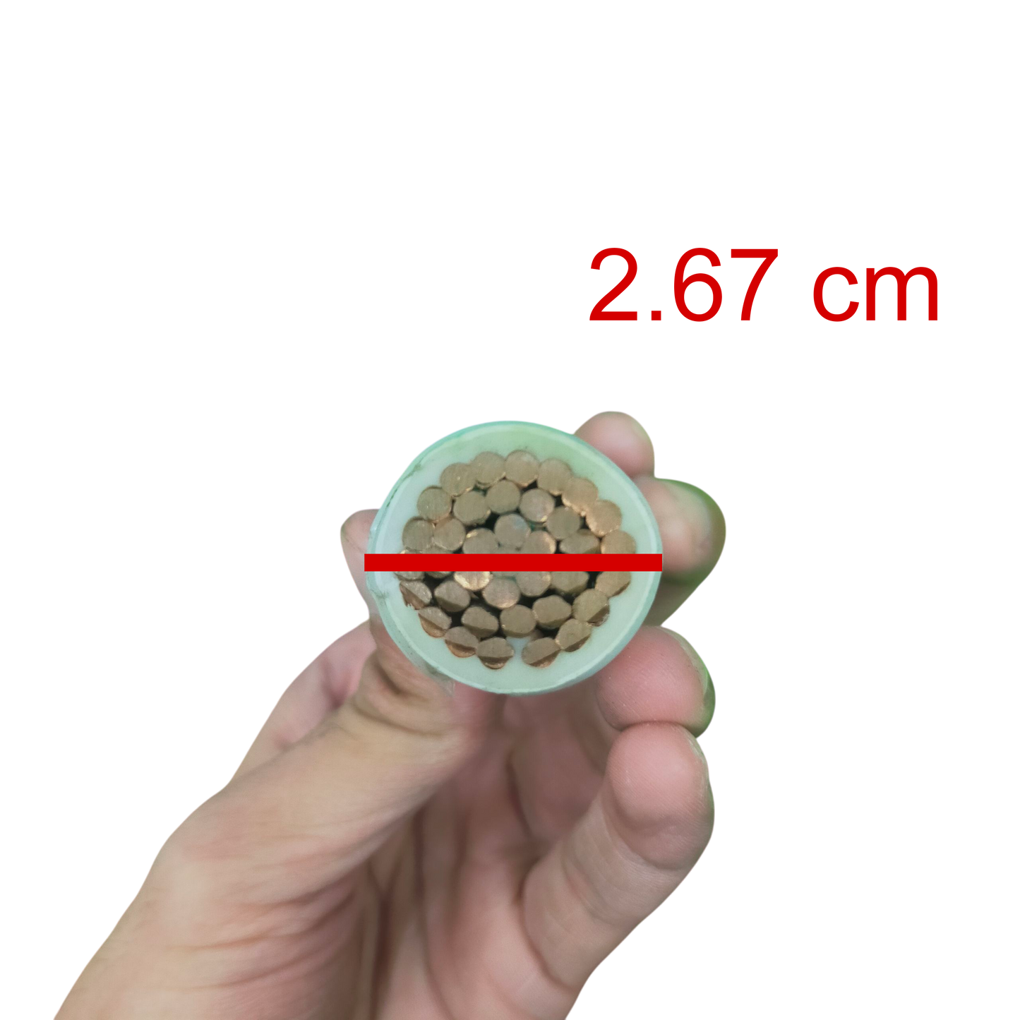 Phelps Dodge thhn wire showcasing copper strands with a 2.67 cm diameter for reliable electrical connections