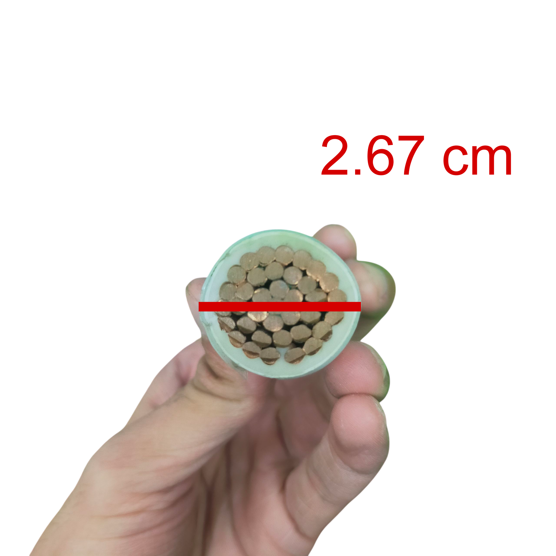 Phelps Dodge thhn wire showcasing copper strands with a 2.67 cm diameter for reliable electrical connections
