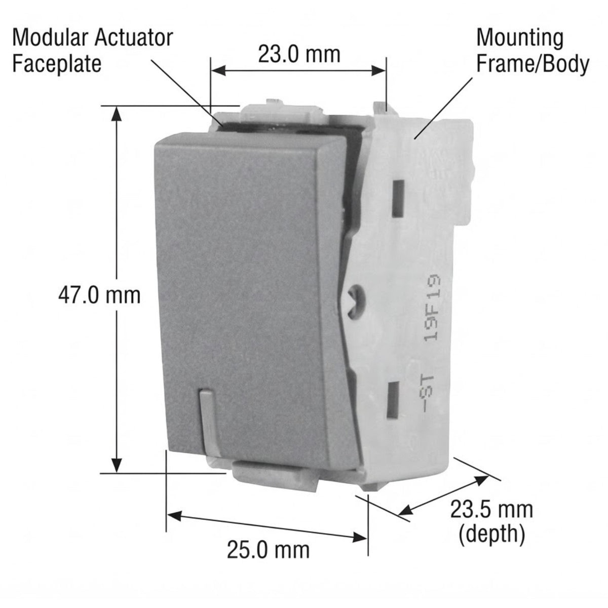 T&J 1 Way 16AX 250V Switch with Blue LED Matt Gray W2711L MSB