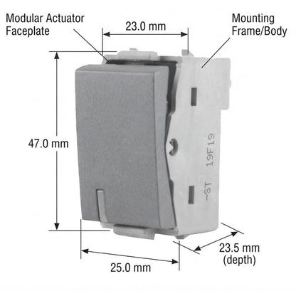 T&J 1 Way 16AX 250V Switch with Blue LED Matt Gray W2711L MSB