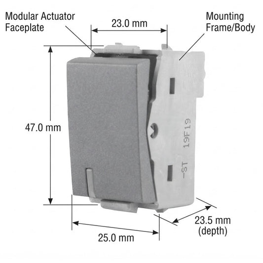 T&J 1 Way 16AX 250V Switch with Blue LED Matt Gray W2711L MSB