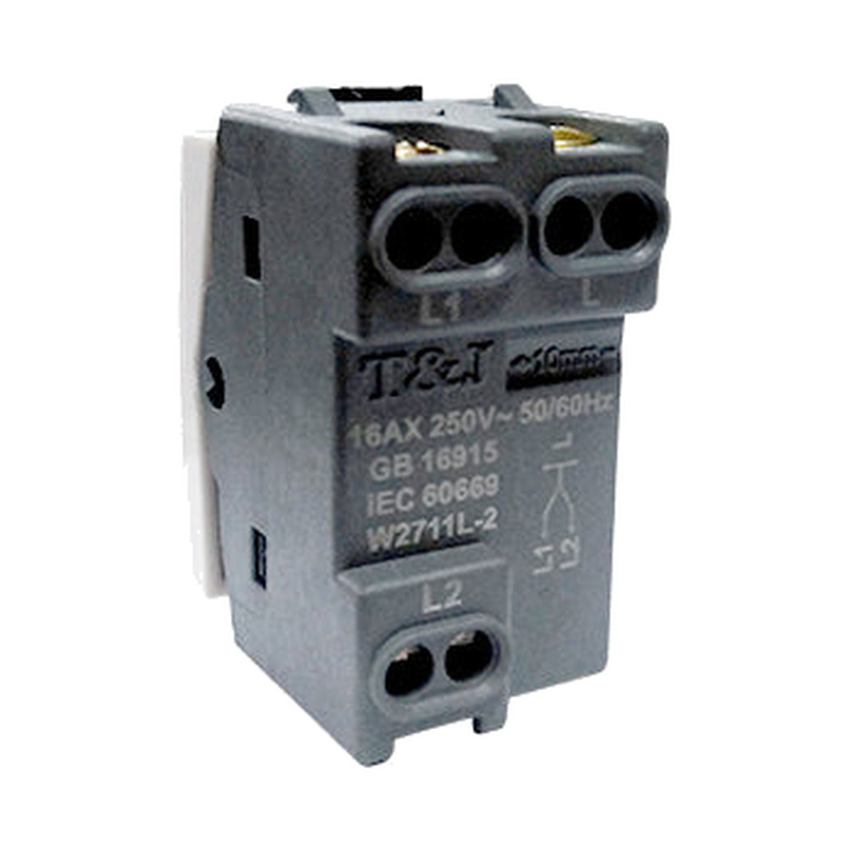 T&J 1 Way 16AX 250V Switch with Blue LED Matt Gray W2711L MSB