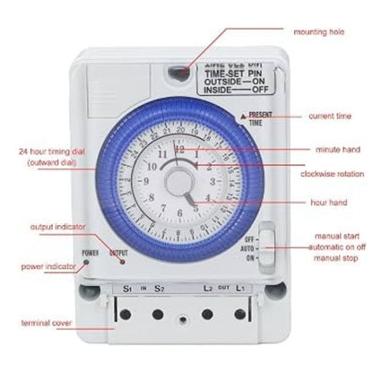T&J 24 Hour Mechanical Timer Switch 100 to 240V AC TJ-WD-TJ517