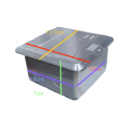 T and J stainless steel floor pop-up outlet HDMI - CAT6 - telephone box with flip cover for conference rooms