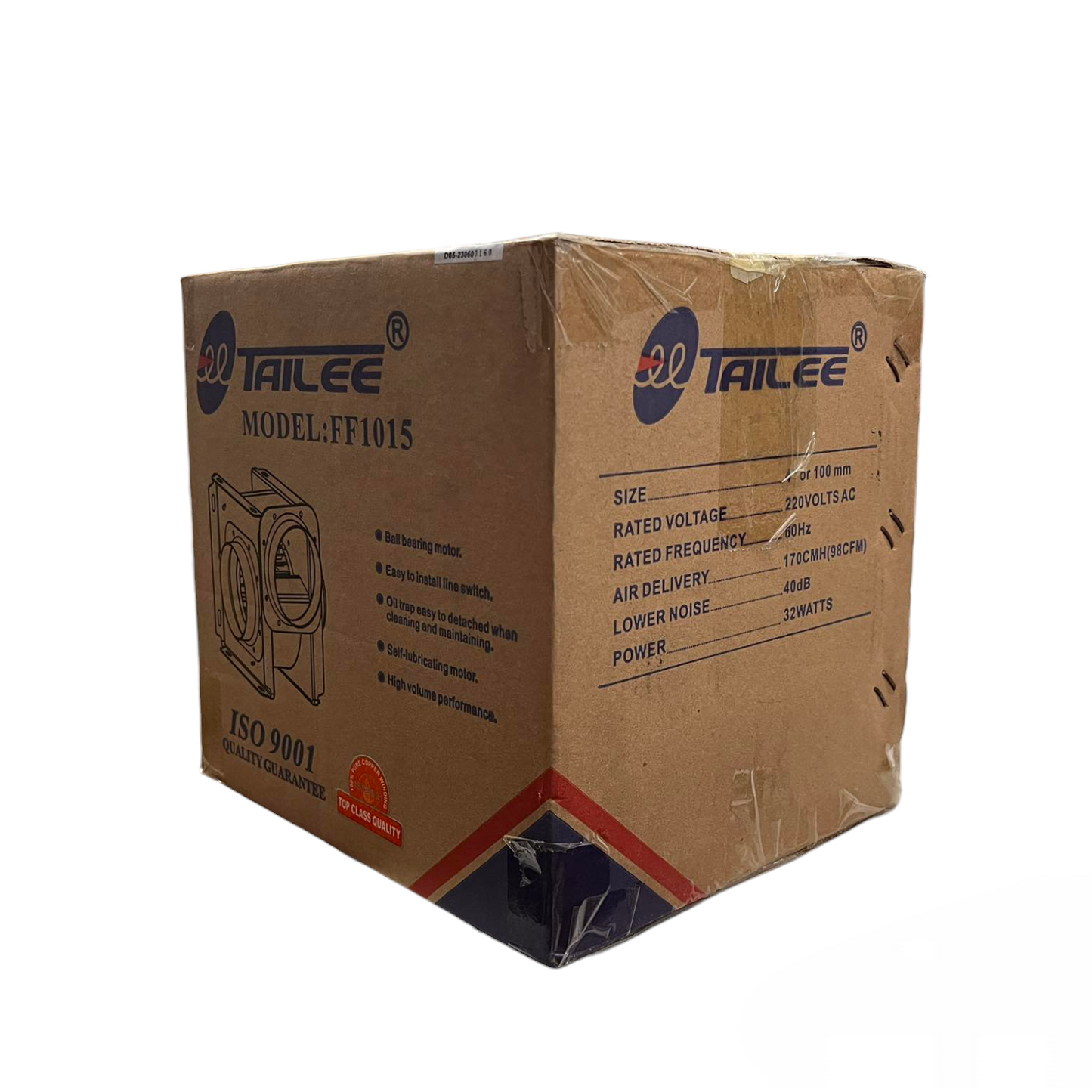 Tailee exhaust fan in packaging box with model and specifications for suction fan or blower fan