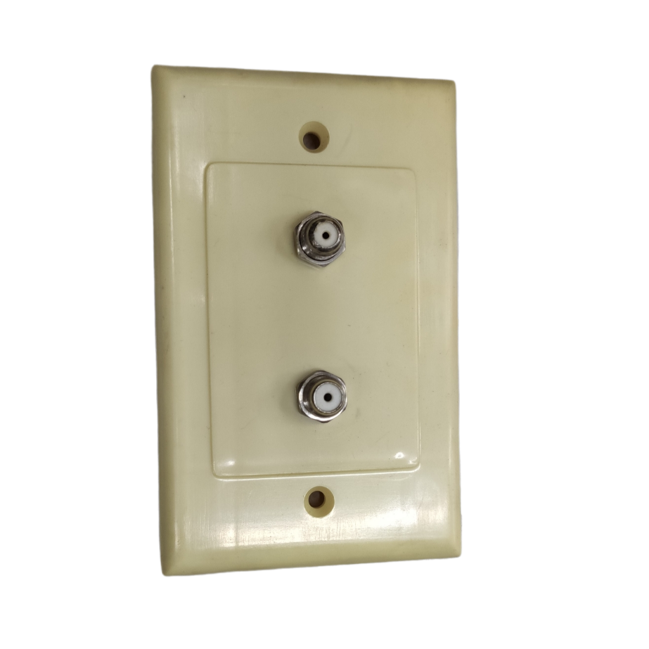 Taiwan made 2 gang F jack outlet old design electrical connector with cream plastic cover