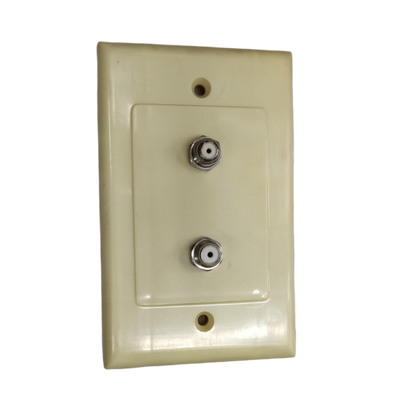 Taiwan made 2 gang F jack outlet old design electrical connector with cream plastic cover