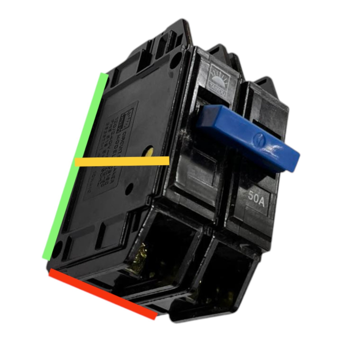 Taiyou 50A 2 Pole Circuit Breaker Bolt on 10 KAIC 220V