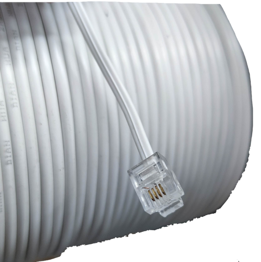Extension Wire 2 Wire White Color AWG 26 coiled with clear RJ11 connector end
