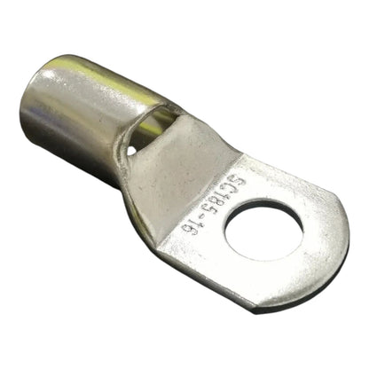 Metal electrical terminal on a white background