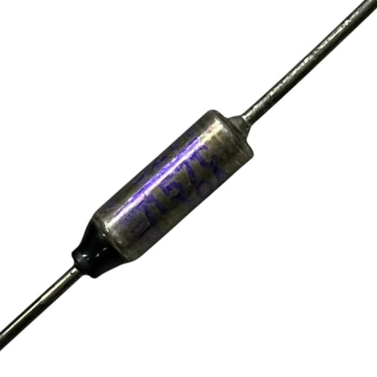 Electrical fuse with visible branding on a white background