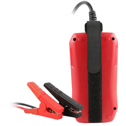Red jump starter with black clamps on a white background UNI-T Digital Battery Tester 12V or 24V 250AH Max Capacity UT673A Electx Electrical Supply