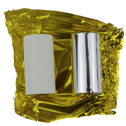 Two rolls of tape, one white and one silver, wrapped in gold foil on a white background. UNI-T Digital Battery Tester with Thermal Printer UT675A 12V or 24V DC Max 250Ah Capacity Electx Electrical Supply