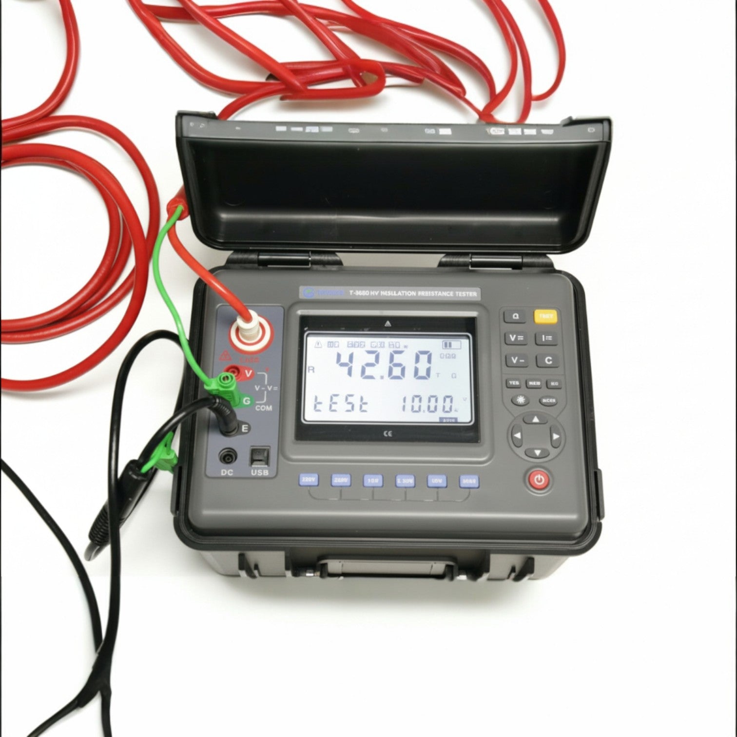 Electrical tester with cables on a white background UNI-T Digital Insulation Tester Rated 10KV UTG-T3630 HV Test Set Resistance Tester Electx Electrical SUpply 