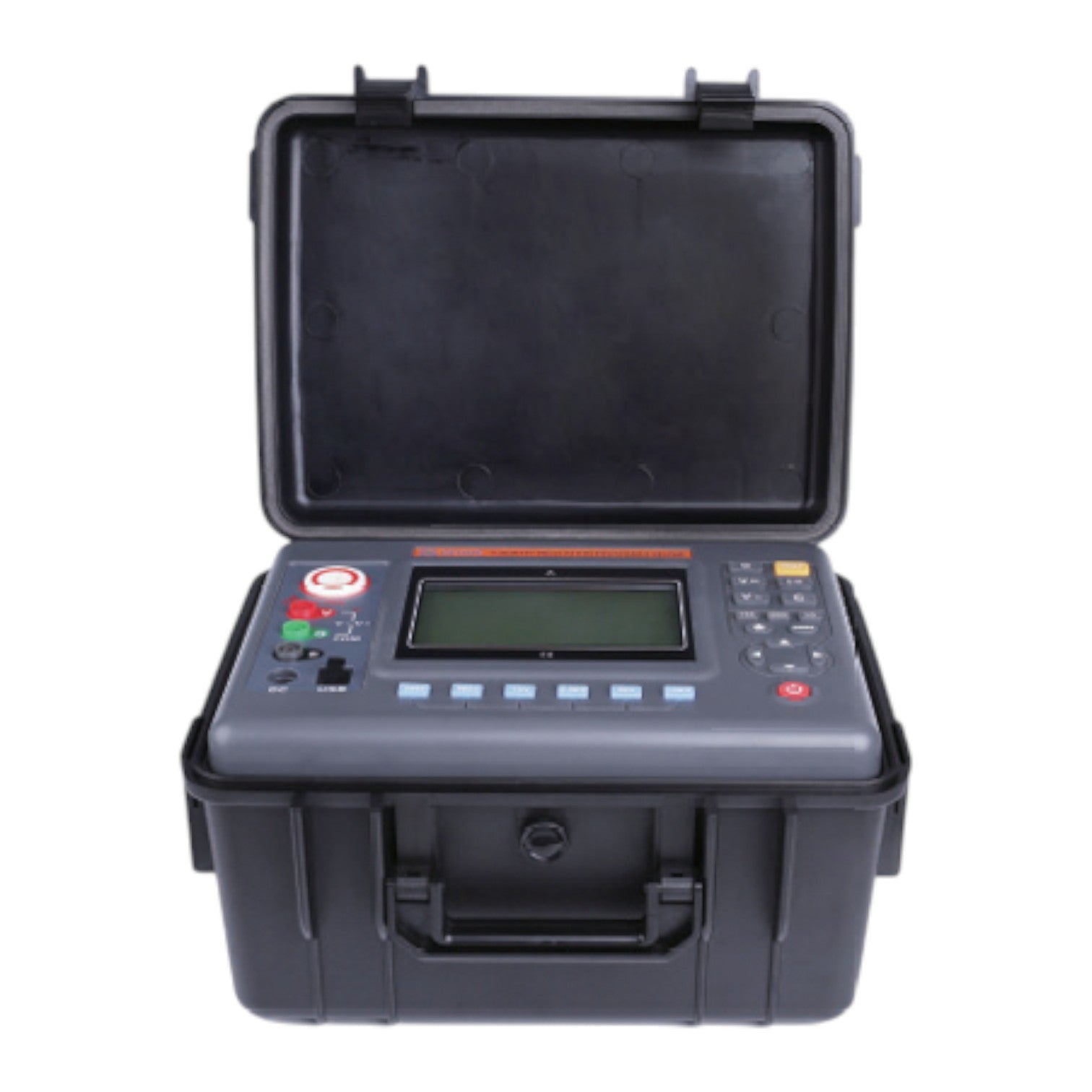 Portable electronic device with a digital display and control buttons, housed in a black carrying case. UNI-T Digital Insulation Tester Rated 10KV UTG-T3630 HV Test Set Resistance Tester Electx Electrical Supply