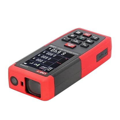 Red and black laser measuring device on a white background UNI-T Digital Laser Distance Measurement for Distance Area Volume UT-396A Max 80 Meters or UT-396B Max 120 Meters Electx Electrical Supply