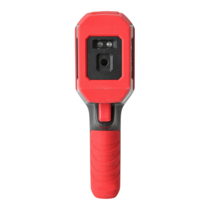 A red and black handheld device with a textured grip handle, shown against a plain white background.