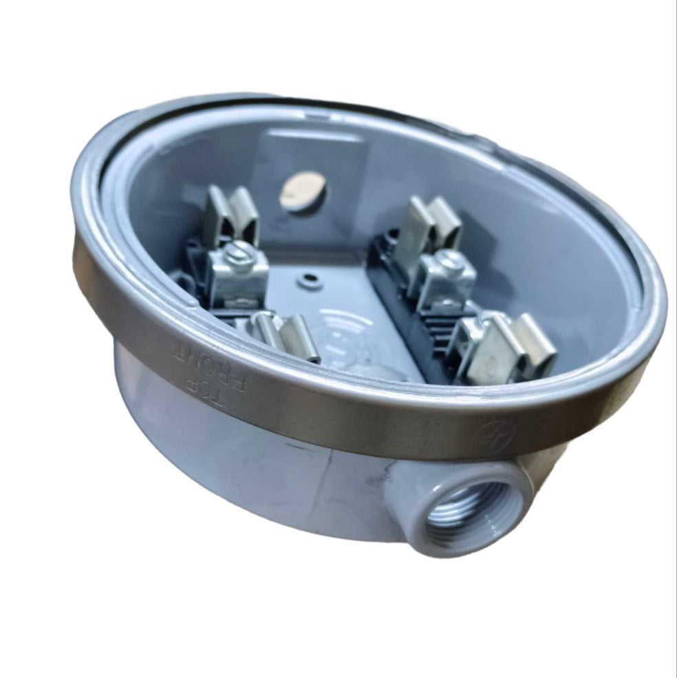 USA Round Meter Base electrical circuitry part with metal ring and terminal connectors