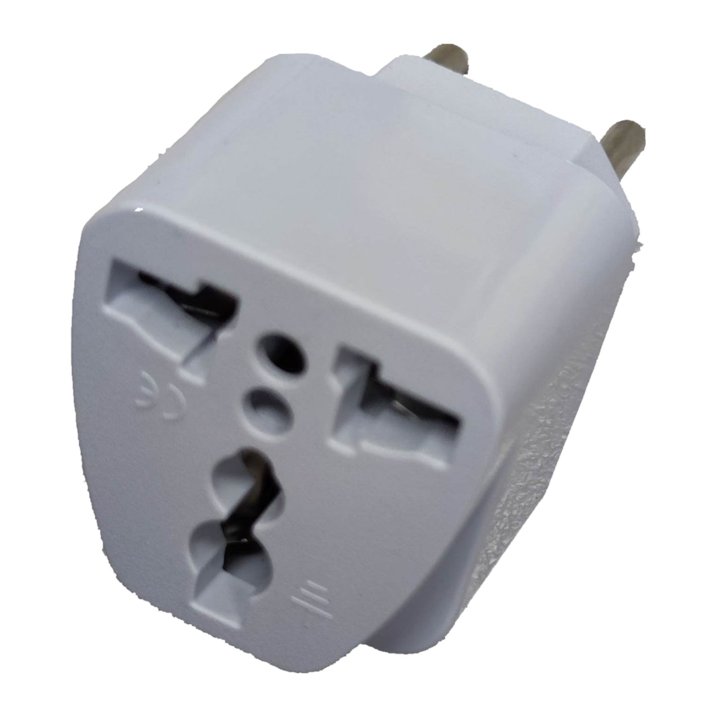 White travel adapter on a white background Universal Travel Adaptor to Type C Plug with Extension, Adaptor for South America, Asia and Europe Electx Electrical Supply
