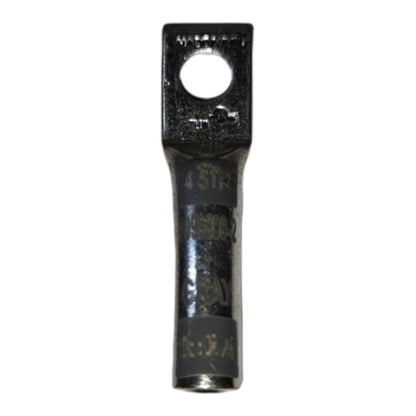 Metal terminal with a hole on a white background