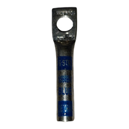 Metal terminal with '6-STR' branding on a white background