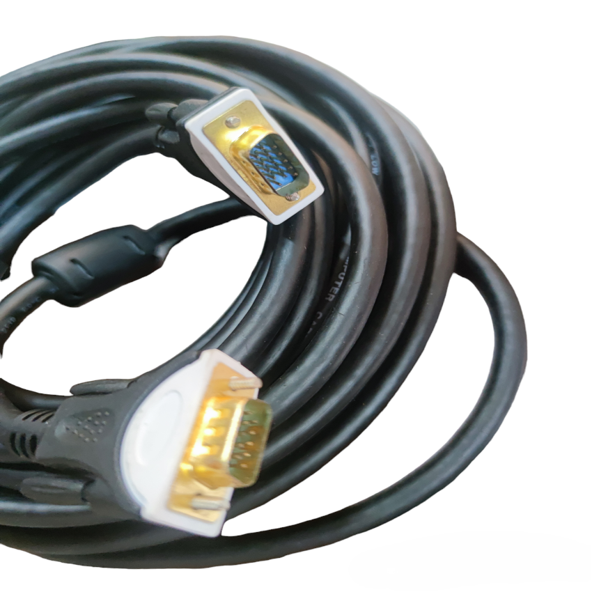Grippes VGA Cable Male to Male with gold-plated connectors and durable black cable