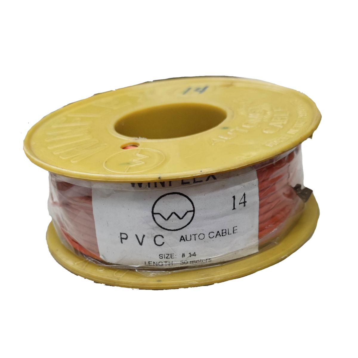 Winflex Auto Wire 14 AWG red PVC insulated automotive wire spool with yellow reel