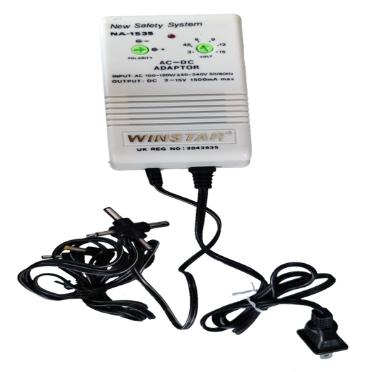 Electx Electrical Supply AC DC adaptor 1500mA power adaptor with UK plug and multiple cables