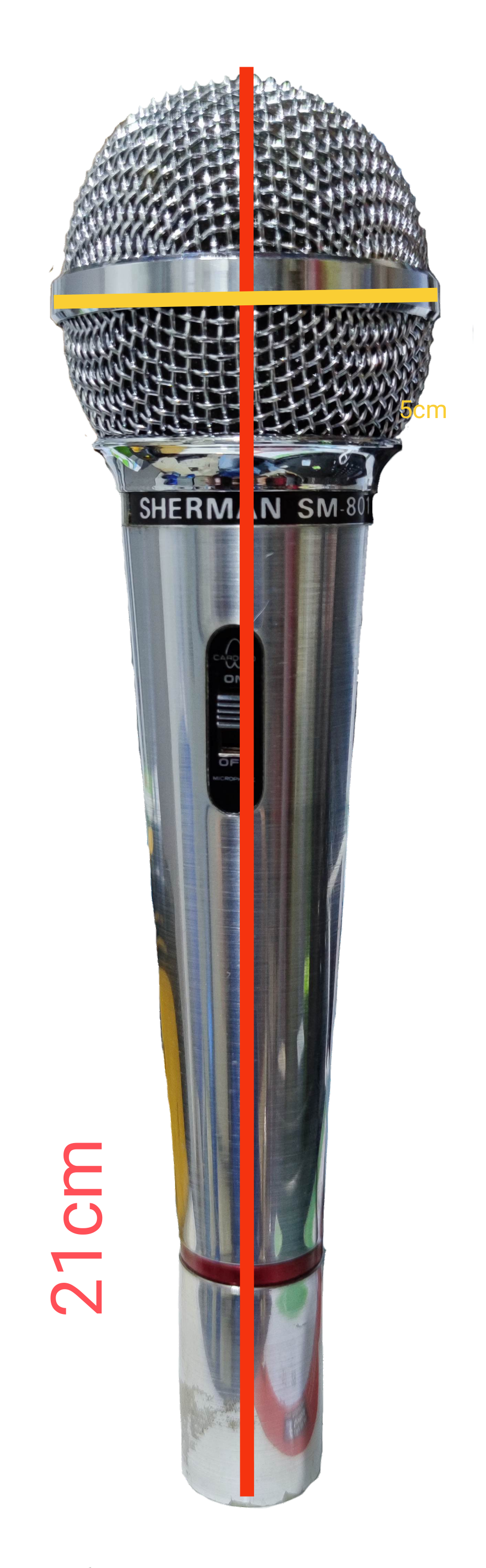 Sherman wireless microphone radio frequency input with metal mesh grille and 21cm length