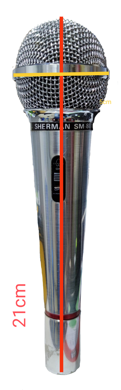 Sherman wireless microphone radio frequency input with metal mesh grille and 21cm length