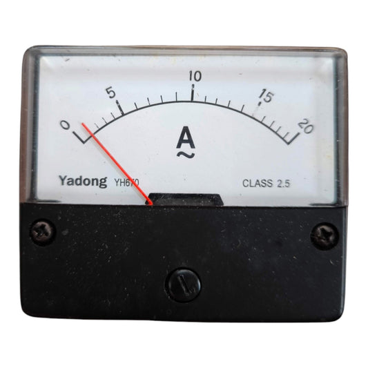 A square analog ammeter with a black housing, clear protective glass cover, and a white dial face showing an A-scale. The brand name 'Yadong' is printed on the dial, along with model number YH670 and 'CLASS 2.