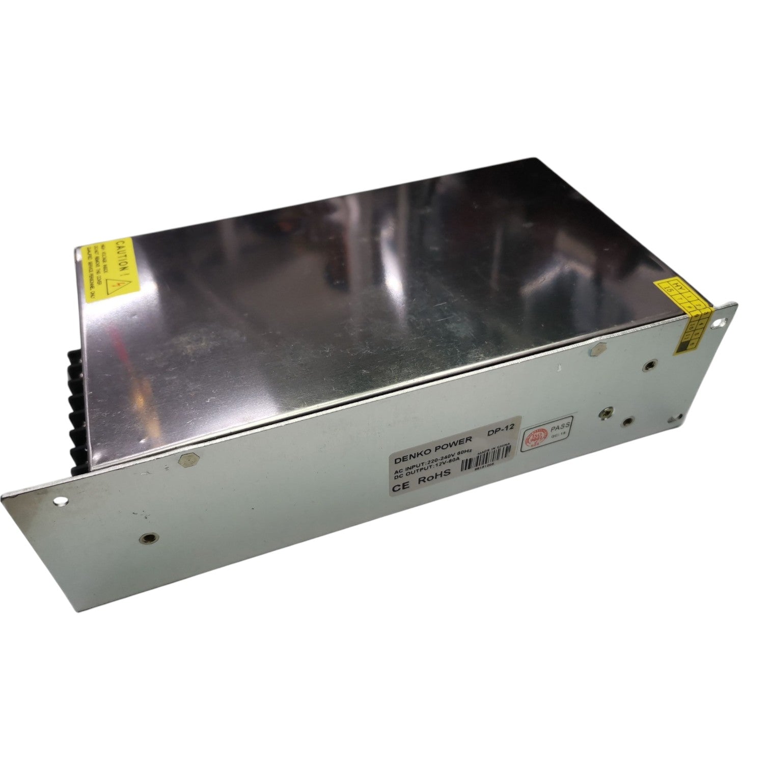 Metal power supply unit on a white background