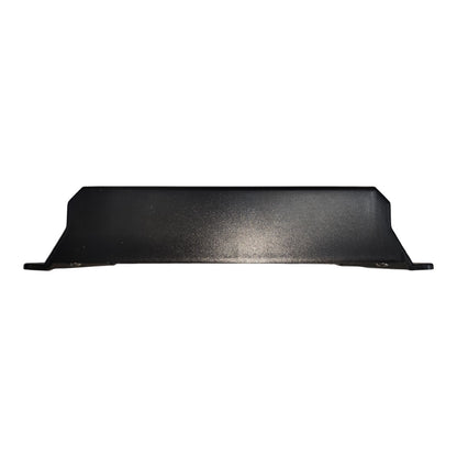 A black metal vehicle bumper guard or skid plate shown from a front-facing perspective against a plain white background.
