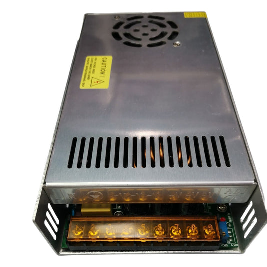 Power supply unit with ventilation design on a white background