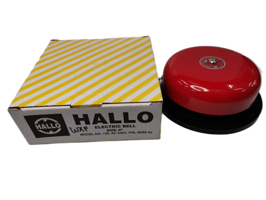 Hallo 6" Round Bell, Fire Alarm Bell 6"  Japan, 6" Red Round Bell