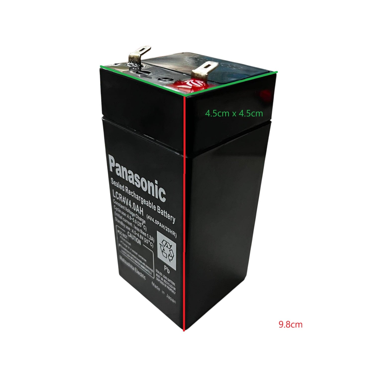 Sealed Lead Acid Rechargeable Battery 4V 4AH 4.5 x 4.5 x 9.8cm Electx Electrical SUpply