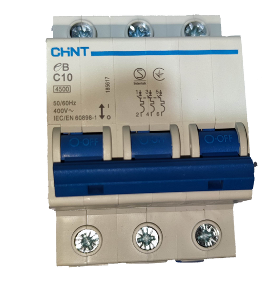 Chint 10A 3Pole Miniature Circuit Breaker 4.5KAIC 220V 3Phase MCB EB3PC104.5KA