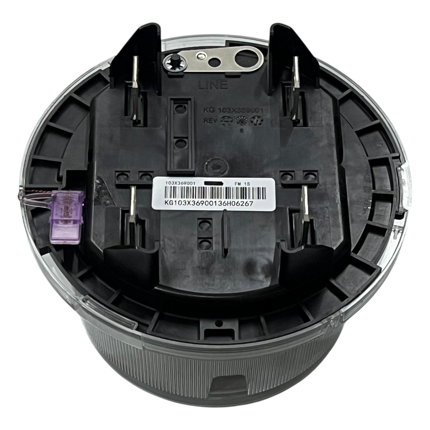 Black plastic component with a barcode label on a white background Aclara KV2C FM3S KWH Electric Meter CT Rated Single Phase 2 Wire 120V to 480VAC 5 Jaws Electx Electrical Supply
