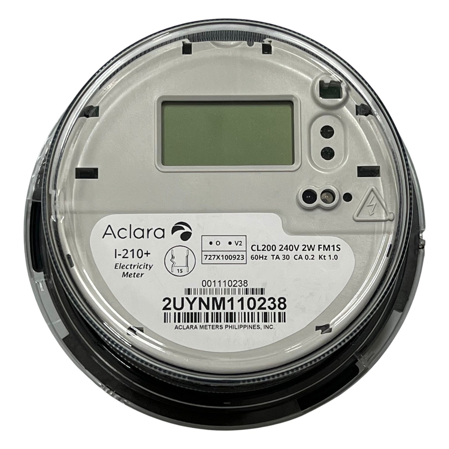 Aclara electricity meter on a white background