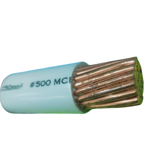 Philflex 250mm Stranded 500MCM White flexible copper cable with multi strand conductor close up