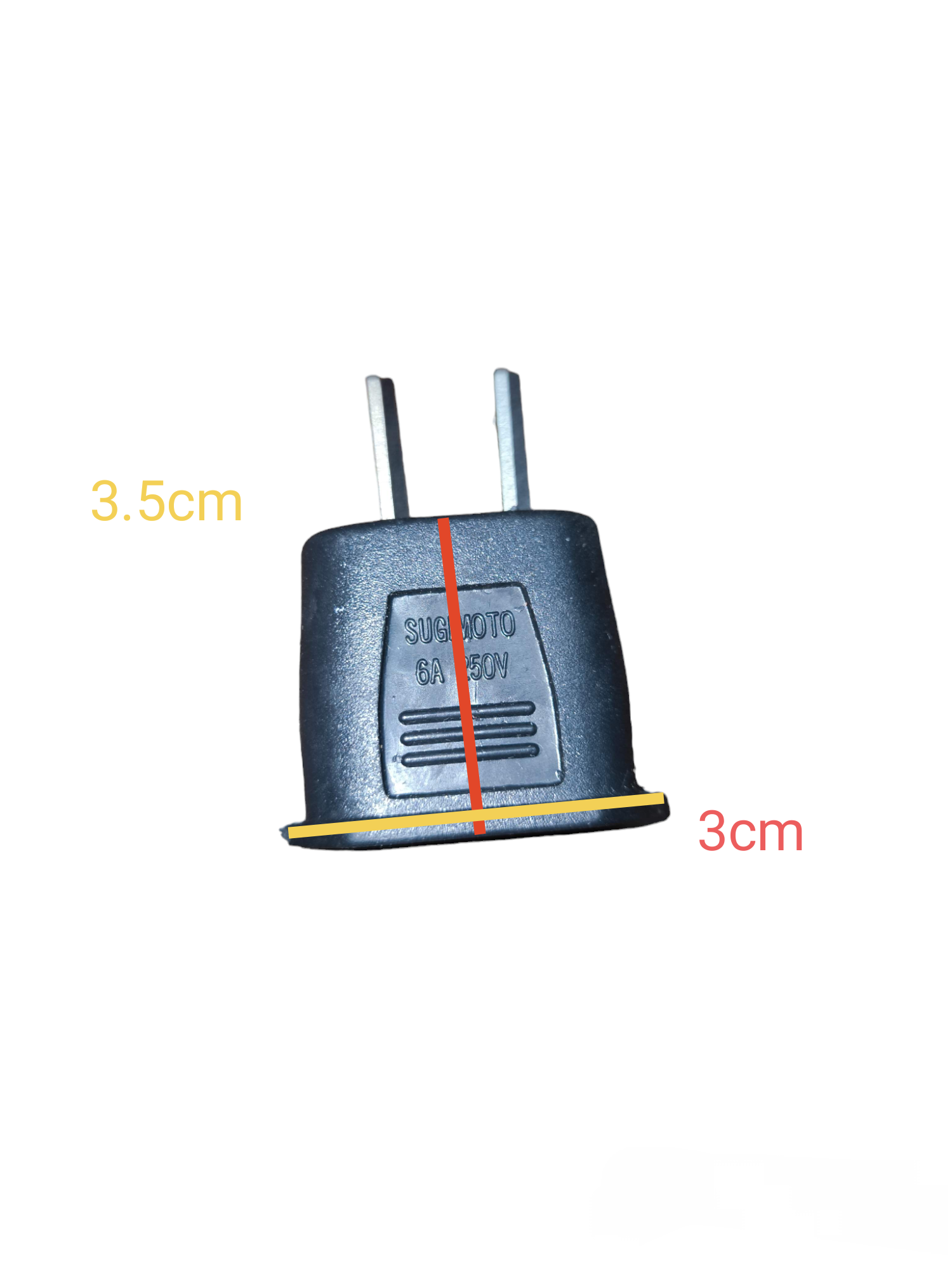Adaptor for Round to Flat 3A 250V black electrical plug adapter with two metal prongs