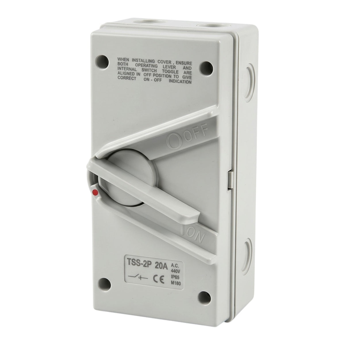 Surer 20A 2Pole Weather Proof Isolator Switch 440V IP65 No.2980