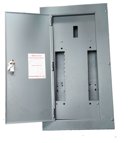 Local TQD Main 3 Pole 12 Branches 2 Pole TQC electrical panel with open gray metal door