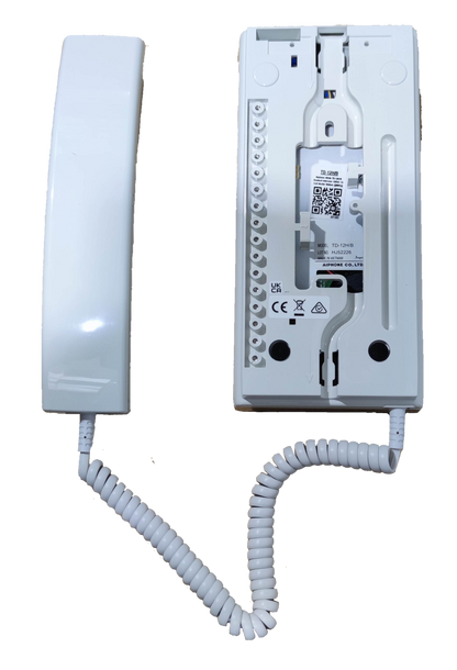 Aiphone 12 station intercom master white wall-mounted handset with coiled cord for security communication