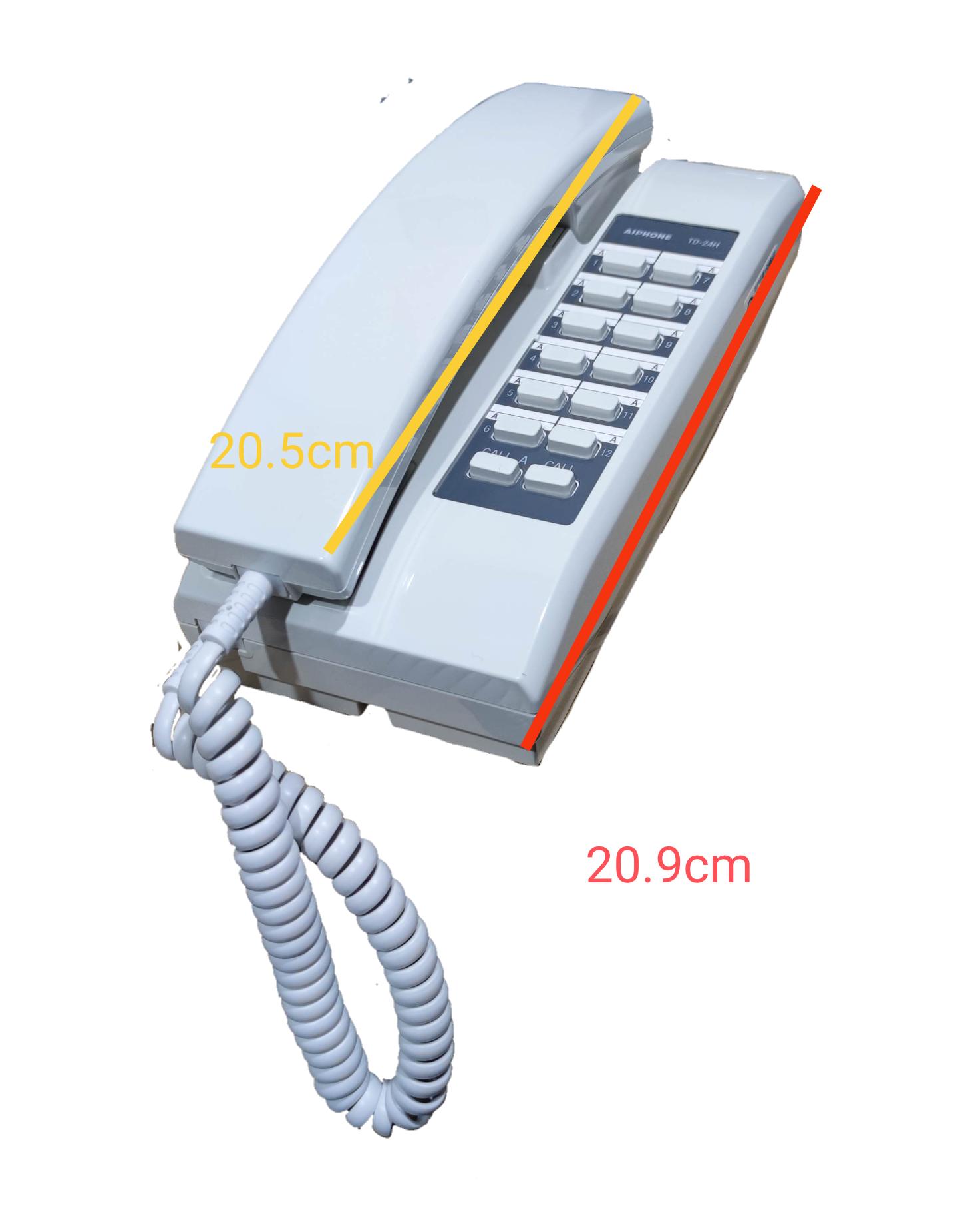 Aiphone 24 station intercom system white desk handset with numeric keypad and coiled cord