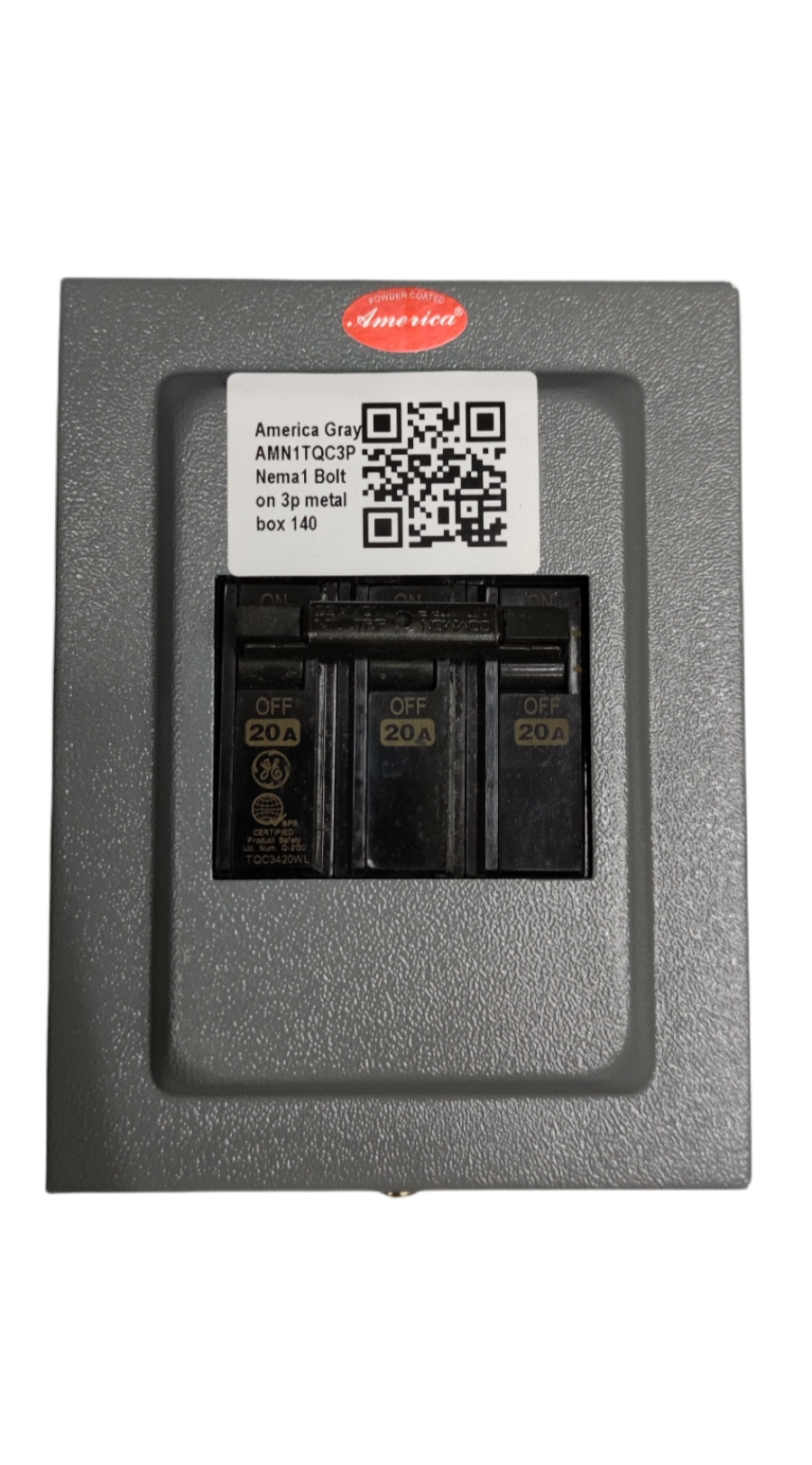 3 phase circuit breaker with enclosure from GE and America with three 20 amp switches