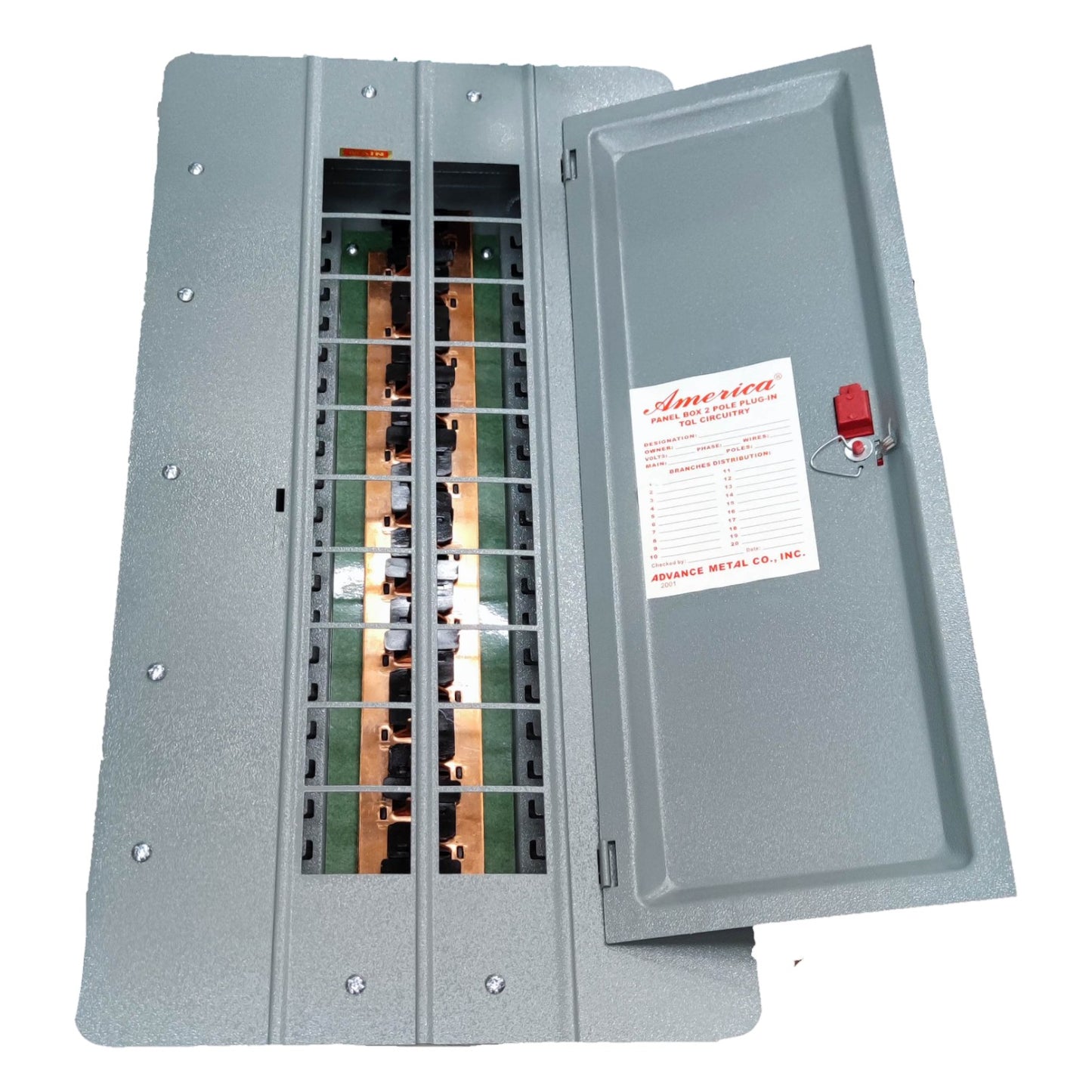 America 10X10 Panel Board 20 Holes Distribution Panel 18 Branches For Plug In Circuit Breaker Flush Mounted Type