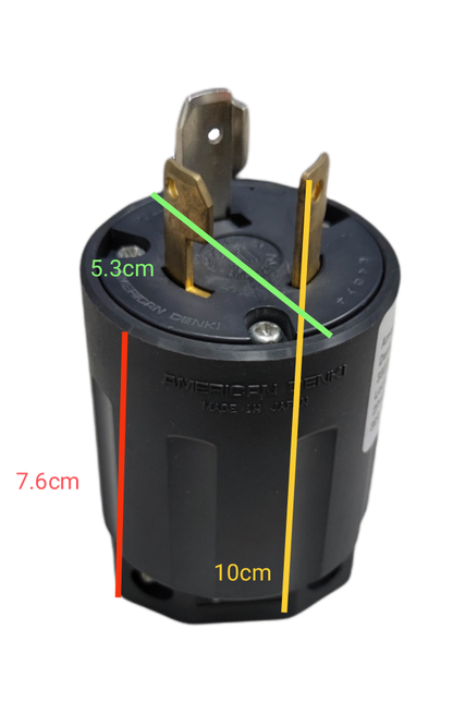 30A twist lock plug electrical connector part with black body and metal prongs for secure power connection