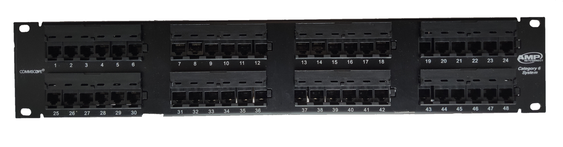 AMP CAT 6 patch panel 48 port black network access panel for structured cabling systems
